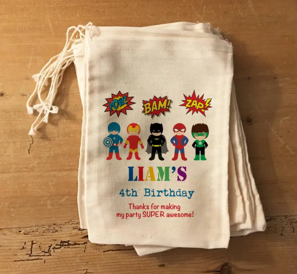 Персональные подарочные пакеты для вечеринки с супергероями, подарочные сумки, любимые пакеты на день рождения для девочек/мальчиков, вечерние сумки с супергероями для подарков или лакомств