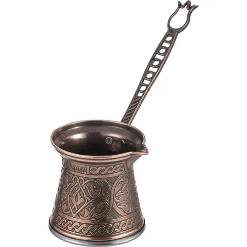 Aytek Ottoman Pattern 4 Person Zinc Alloy Coffee Pot-Copper