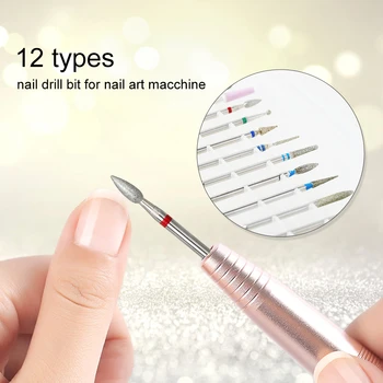 

12pcs Professional Diamond Nail Drill Bit Set Milling Cutter Electric Rotary Manicure Machine Accessoires Nail Files Nail Tools