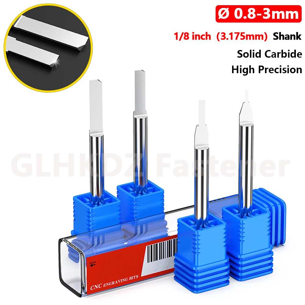 

Ø 0.8mm-3mm 1/8" Shank Solid Carbide Engraving Tool Single Flute Straight Router Bit End Mill CNC Milling Cutter Acrylic MDF PVC