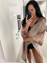 Traje de baño cubierta de gasa a rayas para mujer, Kimono Sexy bohemio de talla grande, ropa de playa, vestido de verano, A790, 2021