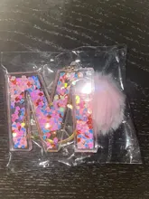 Llavero con letras para mujer, 26 purpurina ahuecada, alfabeto inglés, llavero de bolso, artesanías con bola Globo, 1 ud.