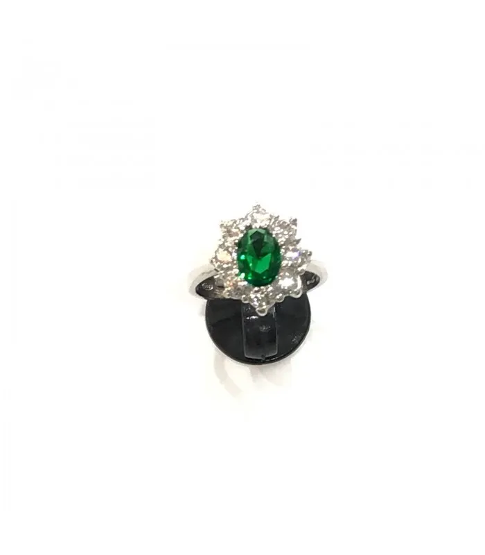 IDANDI зеленый кубический цирконий серебряное кольцо цветок VERDE01AN