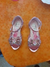 Disney-sandalias de princesa Frozen 2 para niñas, zapatos de cristal, tacón alto, pasarela, espectáculo