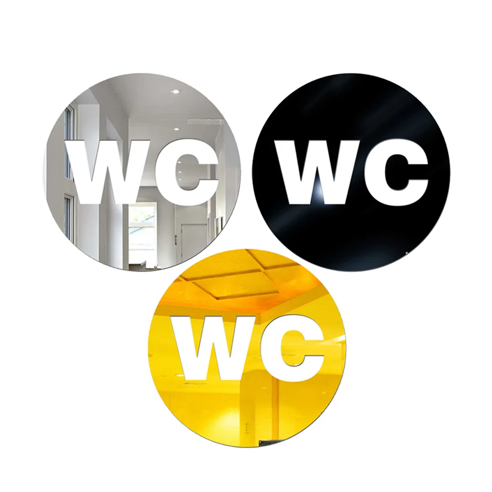 

Acrylic 3D Mirror Wall Sticker WC Toilet Door Entrance Sign DIY Decal Mural Gold/Silver/Black for home diy tools parts 2020