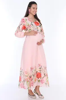 

8573-ŞİFON ROSE MAXİ MATERNITY DRESS