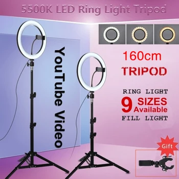 

16cm/20cm Camera Studio Ring Light Video LED Beauty RingLight Photography Dimmable Ring Lamp+Tripod For Youtube Selfie/Live Show