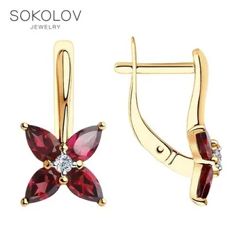 

Drop Earrings with stones SOKOLOV gold rhodolite and cubic zirkonia fashion jewelry 585 women's male, long earrings