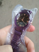 Relojes de moda de cielo estrellado con hebilla magnética, correa de malla, reloj de cuarzo de diamante, reloj de vestir para mujer, reloj femenino