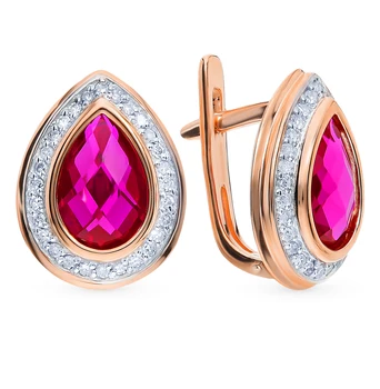 

Gold earrings with rubies and diamonds sunlight sample 585