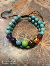 7 Chakra de roca de Lava pulsera de 8mm de doble capa fila ajustable Unisex piedra de Yoga sanación energética pulseras de piedra regalo de Navidad