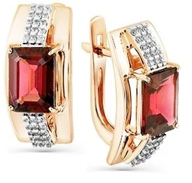 

Magic Stones earrings with garnet and cubic zirconia in red gold