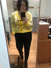Sweaters Cardigans Checkered Plaid Colorfaith Korean Fashionable Women's Knitwears Buttons