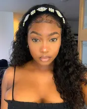 Younsolo-pelucas de cabello humano brasileño Remy para mujeres negras, diadema con ondas, sin pegamento, peluca y bufanda, 8-28 pulgadas