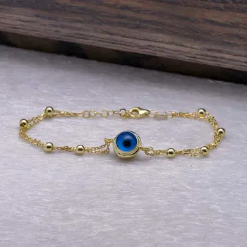 

925 Sterling Silver Gold Plated Evil Eye Beaded Bracelet