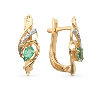 

Gold earrings with emeralds and diamonds sunlight sample 585