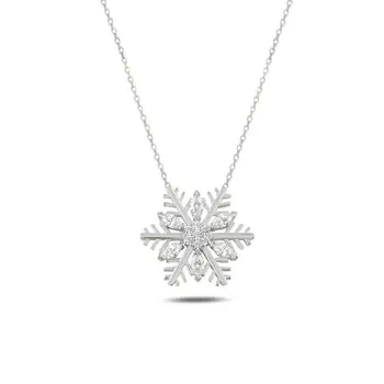 

Angemiel 925 Sterling Silver Zircon Snowflake Pendant-Rhodium Plated