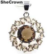 28x16 мм потрясающий дымчатый топаз натуральный CZ подарок для сестры серебряный кулон