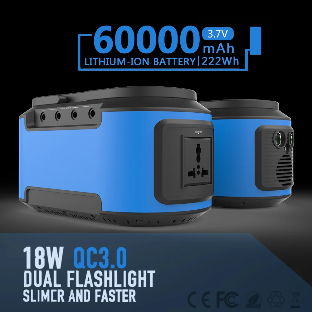 US $204.00 WORTHY 222Wh Battery Solar Generator Lighting System Kit Portable Power Station 3 LED Lamp for Outdoor Camping Hurricane Fishing
