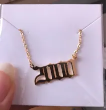 Collar de acero inoxidable con año de nacimiento para mujer, colgante con número de año dorado, joyería, regalo de cumpleaños, 2020