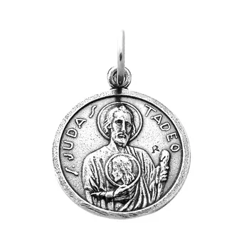 

Medal 925 sterling silver m oxidized San Judas Tadeo 17mm. Circulate [AB0545]
