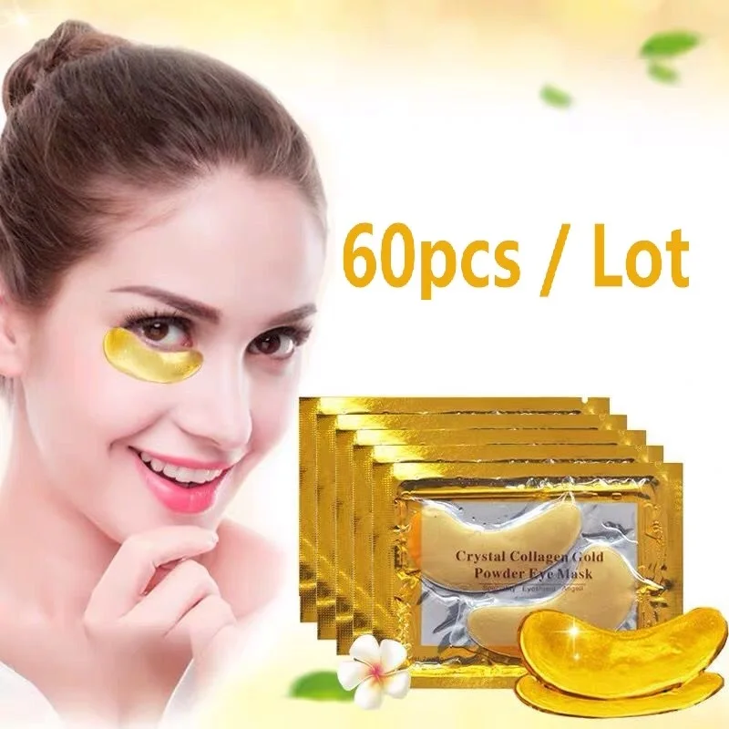 60Pcs Crystal Collagen Gold Powder Eye Mask Anti Aging Dark Circles