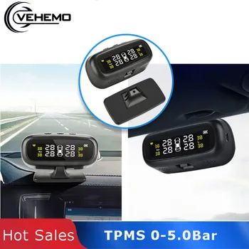 

Tire Pressure Monitoring System Solar Tmps PC Gauge Intelligent Monitor Sensor ABS Black Display Automobile Alarm