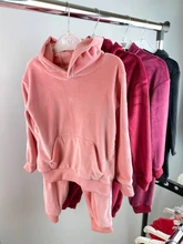 Conjunto de ropa con capucha de terciopelo para bebés y niños, chaqueta abrigo para niños, pantalones, trajes deportivos, chándales, ropa para niños pequeños