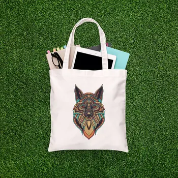

Angemiel Bag Motif Wolf Pattern Shopping Beach Tote Bag
