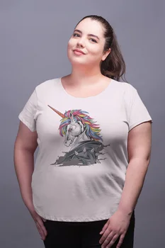

Angemiel Wear Unicorn White Women Cotton Large Size T-Shirt