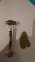 Gua Sha-Rodillo de piedra de jade para masaje facial, rodillo estiramiento piel cuello, doble cabezal, relajación de la piel, piedra de jade natural