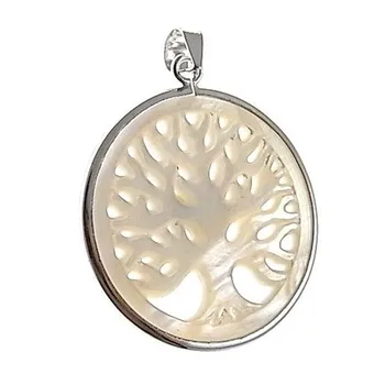 

Pendant 925 Sterling silver m tree of life mother-of-pearl 32mm. Fence [AB6113]