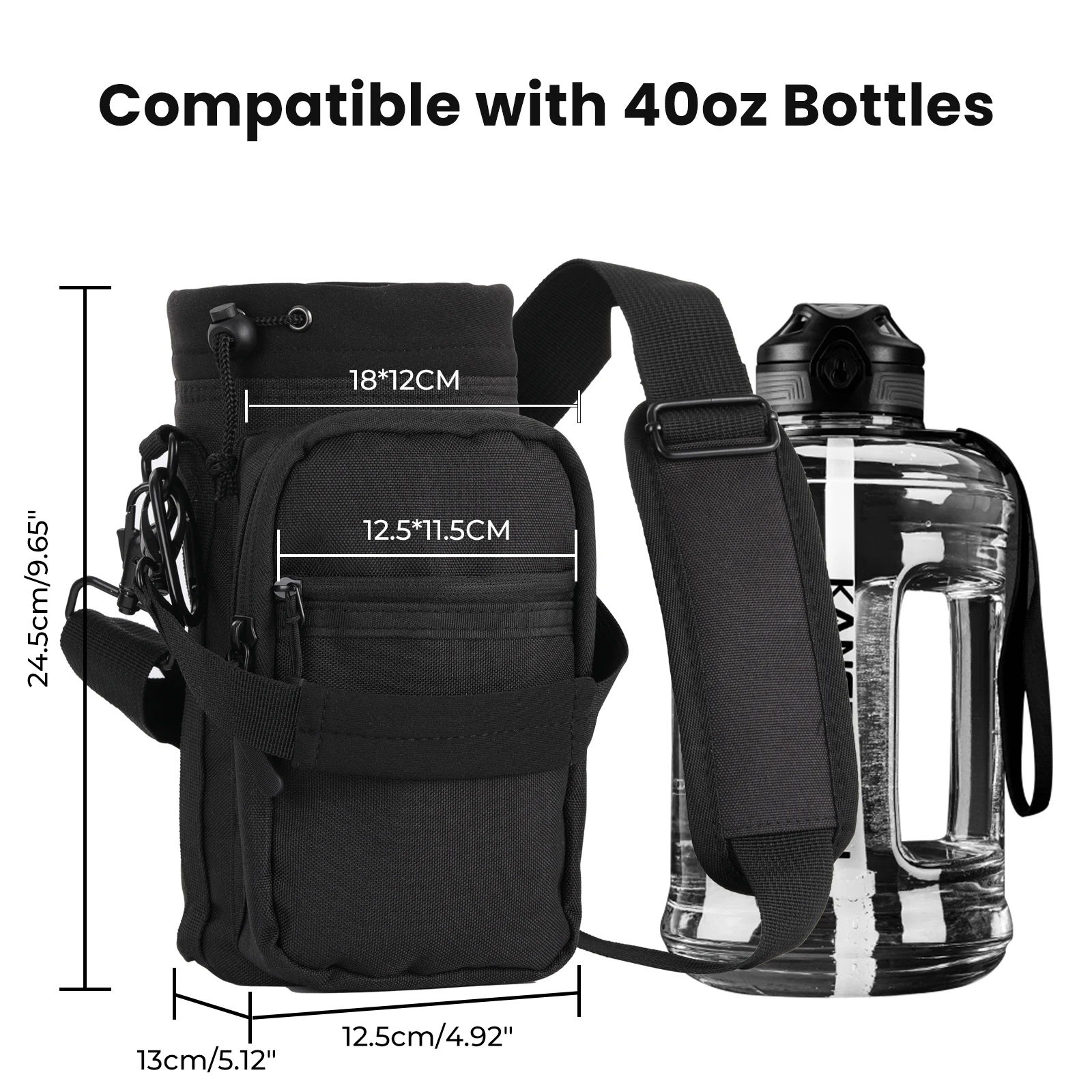 Funda de nailon para botella de agua, bolsa de transporte con correa de  hombro ajustable para hombres, mujeres, niños, senderismo, bolsa de botella