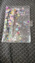 Funda para cuaderno con lentejuelas brillantes A5/A6, carpeta de archivos transparente de 6 anillos, carpeta de anillas de hojas sueltas, suministros de papelería Kawaii