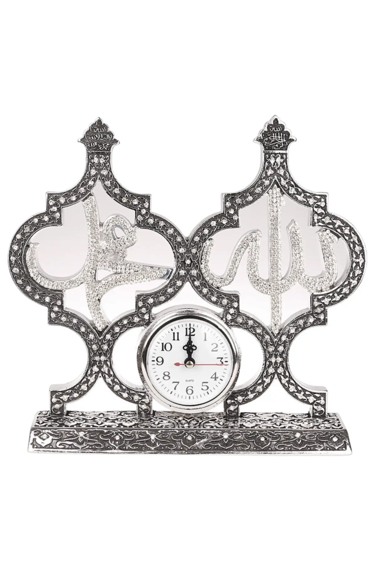 Silver Allah Muhammad Lafızlı Tower Clock Trinket Ymc007