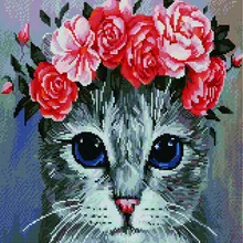 Алмазная мозаика GF 3671 Котик с венком 40*50