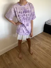 Algodón camiseta con oso Streetwear Verano de gran tamaño, camiseta de las mujeres Harajuku Tops de manga corta Tee Hip Hop teñido camiseta divertida