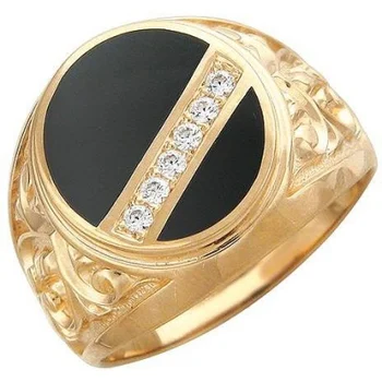 

Esthete print with cubic zirconia and Onyx in red gold