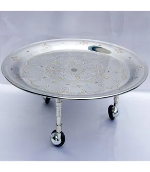 

Mauritanian Tea Tray with Paws-Round-Hand Painted-36cm