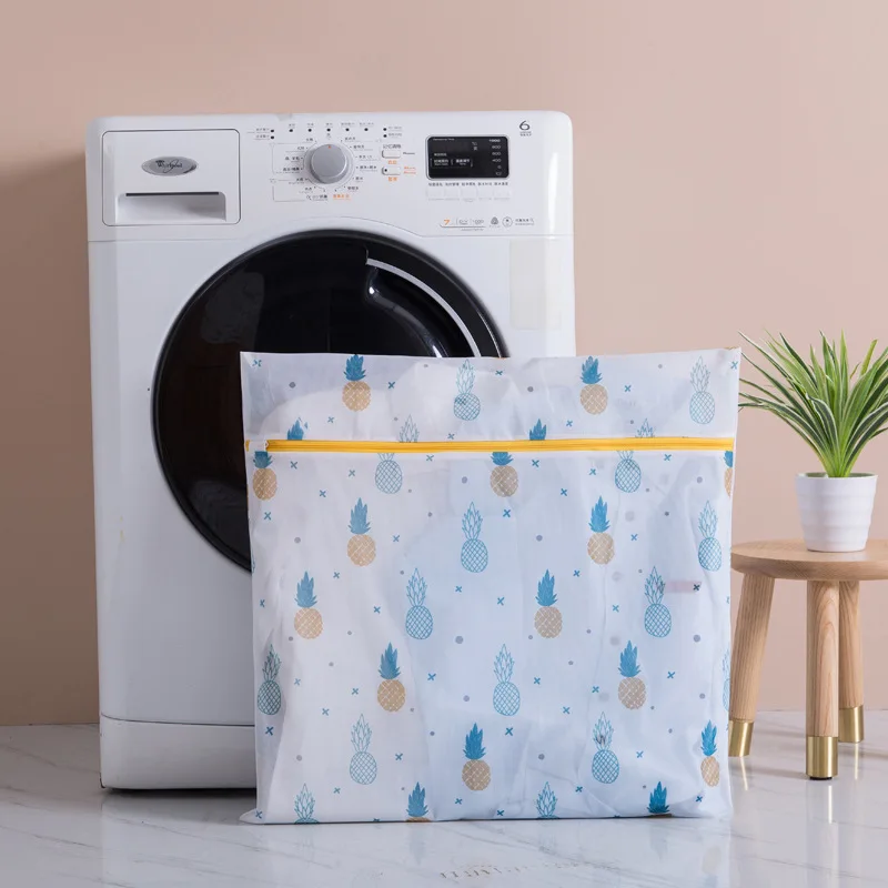 Pineapple Printing Zippered Mesh Laundry Bag Polyester Washing Net Bag For Underwear Sock Washing Machine Pouch Clothes Bra Bags 6