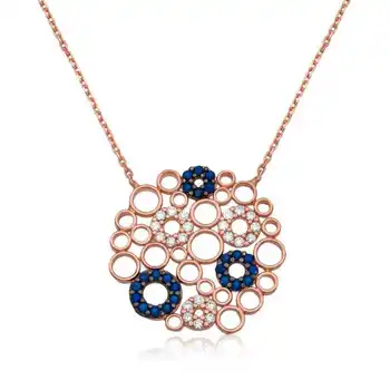 

KUTAYDAN 925 Sterling Silver Mosaic Round Lady Necklace