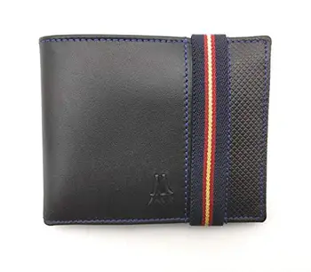 

Men's wallet in leather with elastic. Multiple slots and compartments. Made in Spain. Black Color