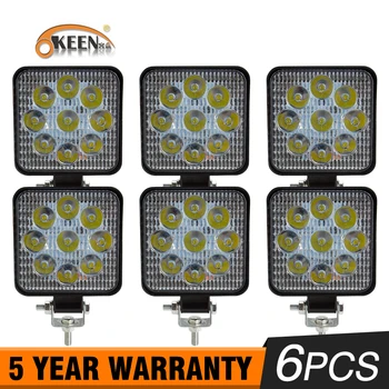 

OKEEN 6X 4inch Car Light Assembly 27W 48W Led Fog Lights for Motorcycles Mini LED Work Light Bar For Offroad UTV Tractor 12V 24V