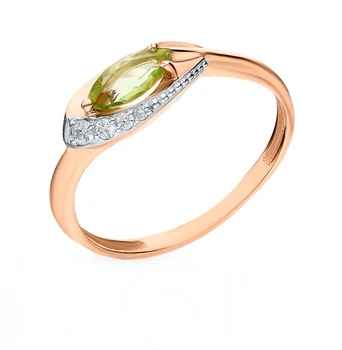 

Gold ring with хризолитом and cubic zirconia sunlight