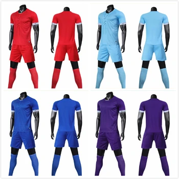 

Customize Football Jersey Shorts Set Professional Design Team Logo Embroidered Stitch Print Soccer Uniform Sweatshirt Adult Kids