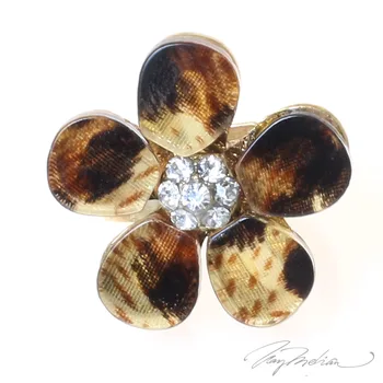 

Costume Jewelry ring Tortoiseshell with Flower CAREYFLOR Collection CROWN