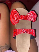 Bandana deslizante para mujer, sandalias con lazo de vaca, desteñido, grafiti, Flast, calzado plano, venta al por mayor, 2020