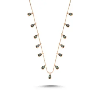 

Angemiel 925 Silver Drop Mystic Topaz Gemstone Pendant Necklace-Rose Gold Plated