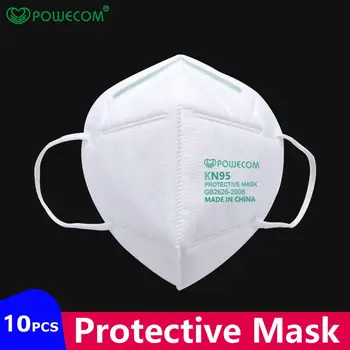 

POWECOM 10PCS KN95 Mask Reusable 95% Filtration FFP2 Masks CE Certification Face Mouth Muffle Cover Mask Disposable Dust mask