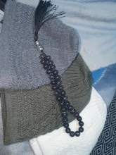 Colgante borla de cuentas para hombres y mujeres, piedra Natural de ágatas negras, 33 cuentas de oración, islámico, Tasbih musulmán, corario de Dios, joyería de meditación